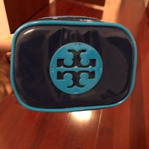 Tory Burch Navy patent leather cosmetic case